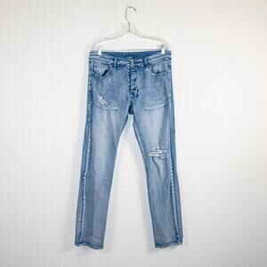 Ksubi Size 34 Hazlow Rekovery Straigh Leg Denim Jeans Distressed ripped